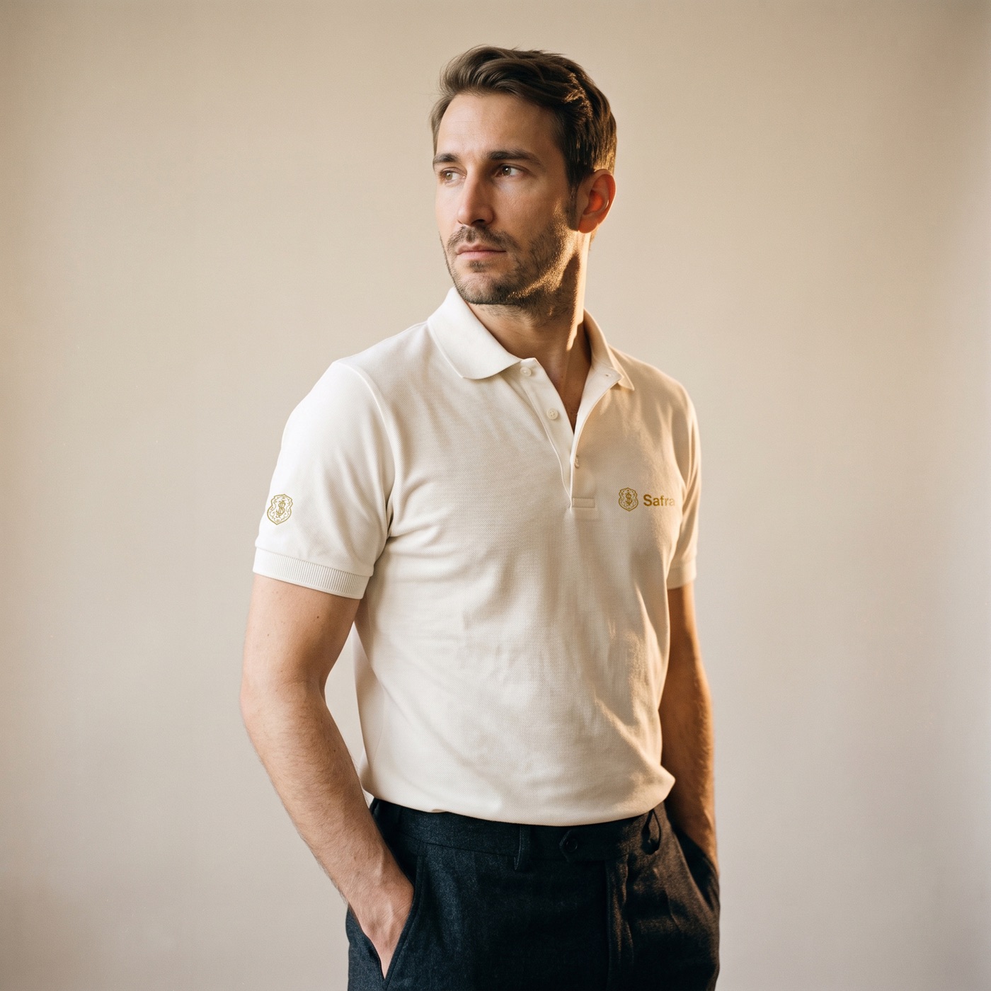 Polo Basic branca Safra